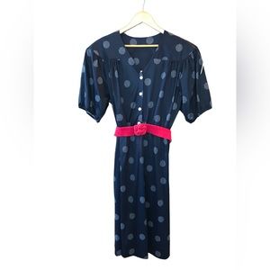 Vintage Blair Polka Dot Dress Size 22 Navy White